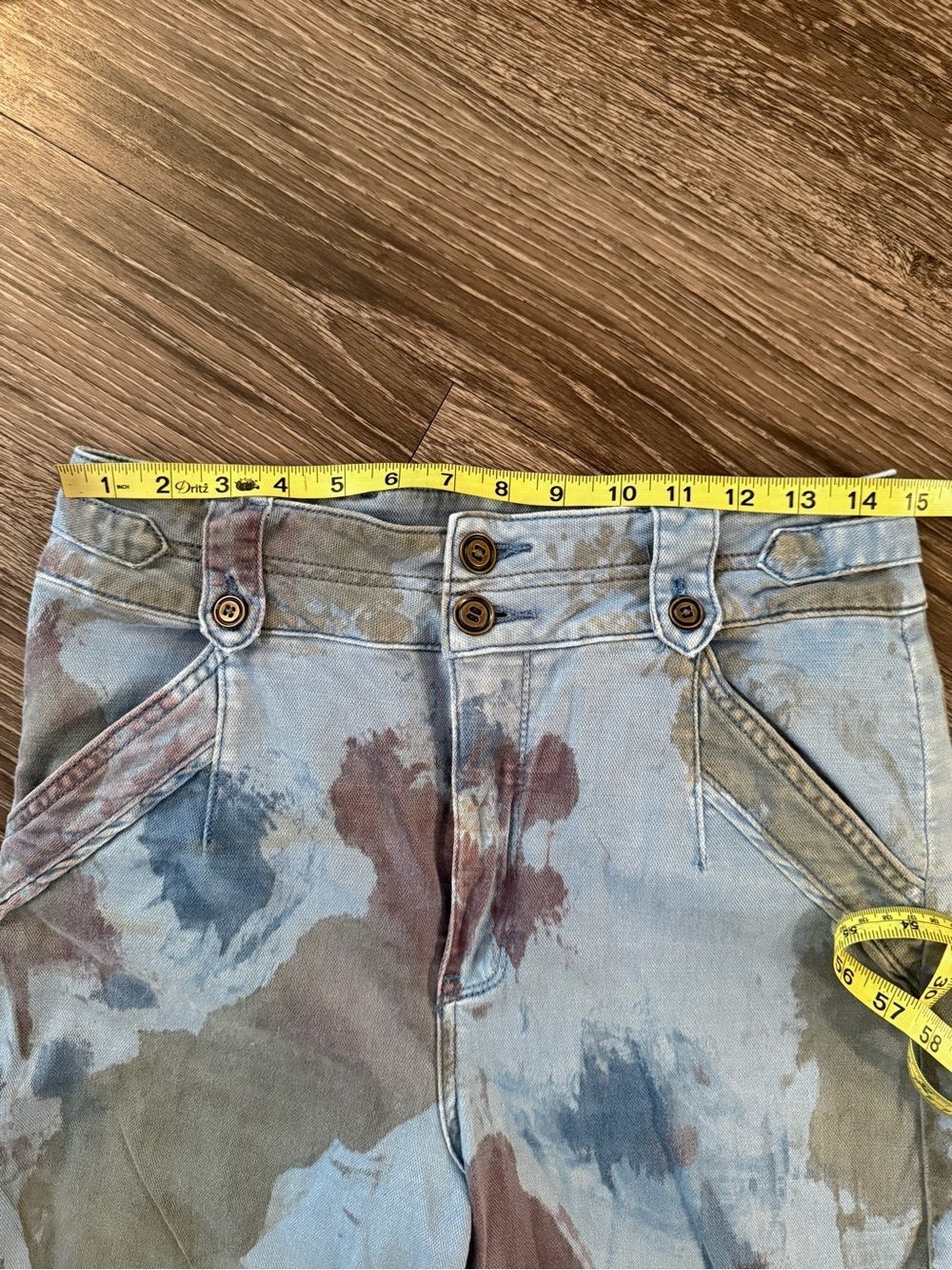 Pilcro Wide Leg Relaxed Paint Brush Stroke Dye Pants - Picture 2 of 5